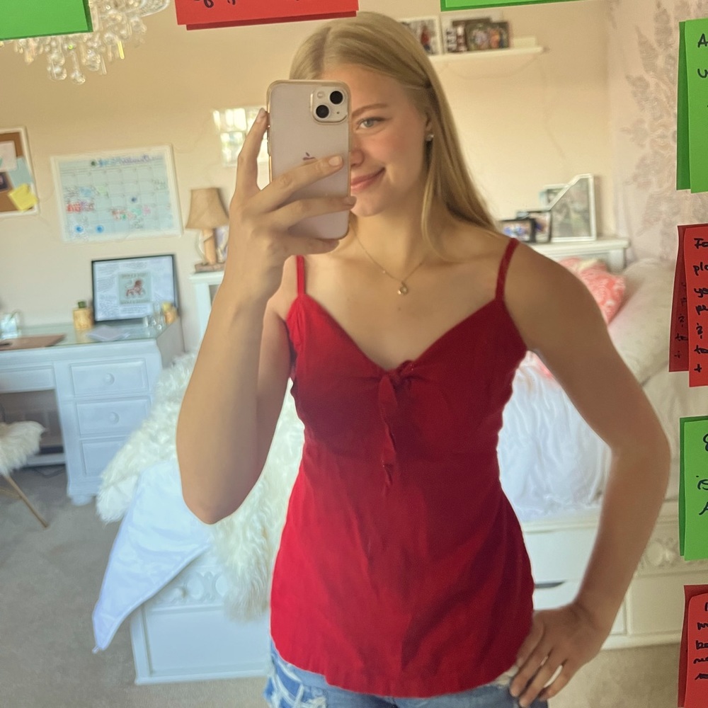 Old Navy Tie Front Tank Top | Color: Red | Woman’s Small